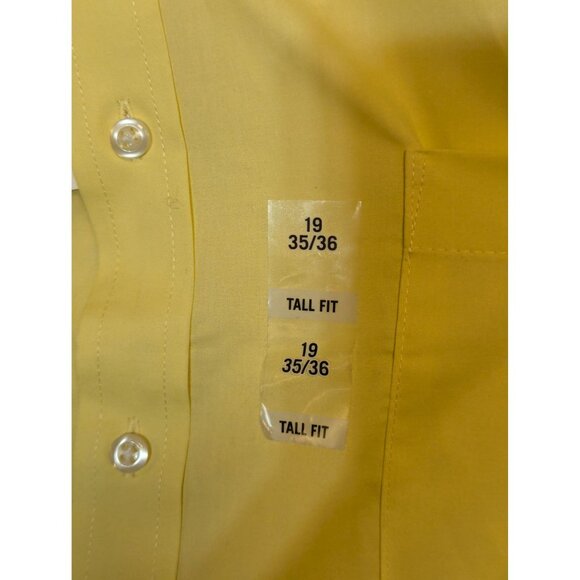 Izod Tall Fit Yellow Button-Down Shirt 19 35/36 All-Over Stretch Recycled Fabric - Picture 4 of 6